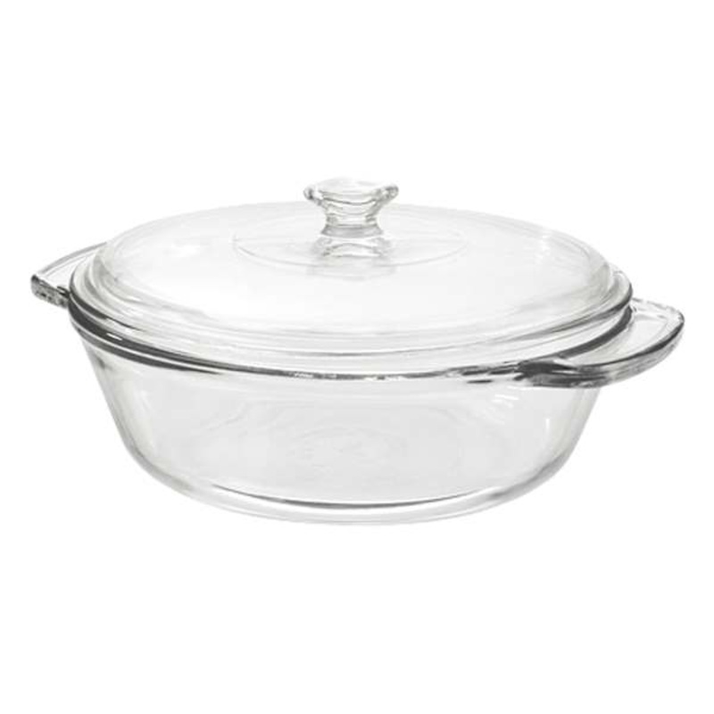 Clear Glass Casserole Dish with Lid, 2qt