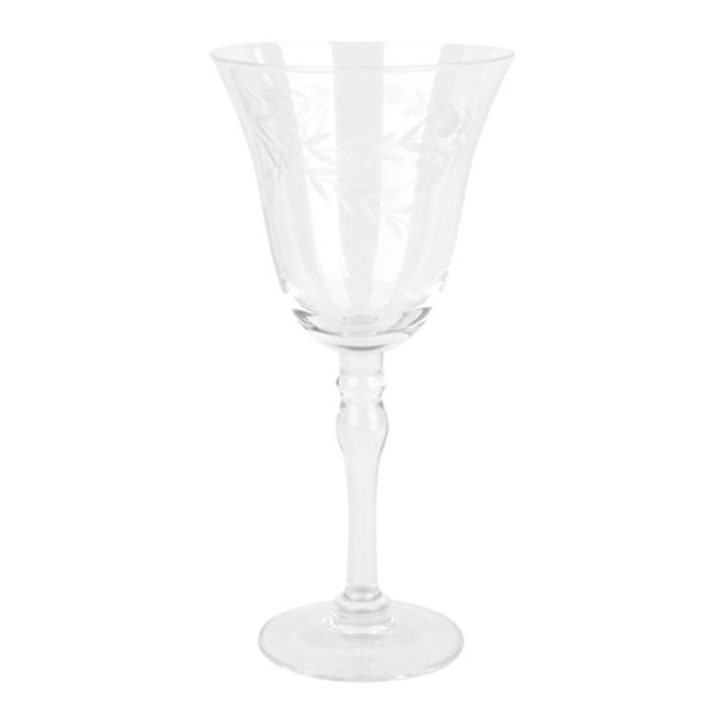 Etched Stemmed Wine Glass, 13oz