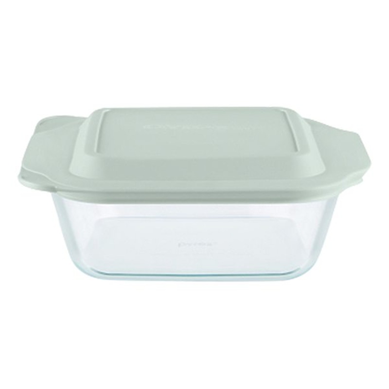 Pyrex Deep Dish Baking Dish with Sage Lid, 8″