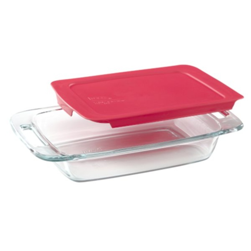 Pyrex Easy Grab Baking Dish with Red Lid, 11×7