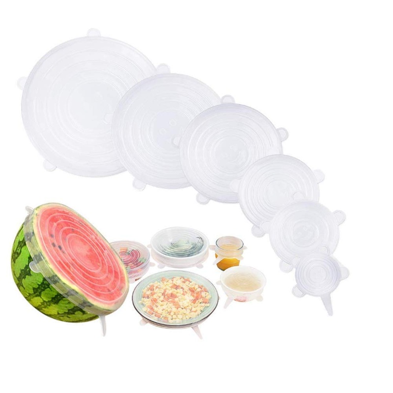 Silicone Stretch Storage Covers Food Protection Cover Transparent Reusable Suitable for Cups Bowls Jars Utensils Etc.(White Transparent)