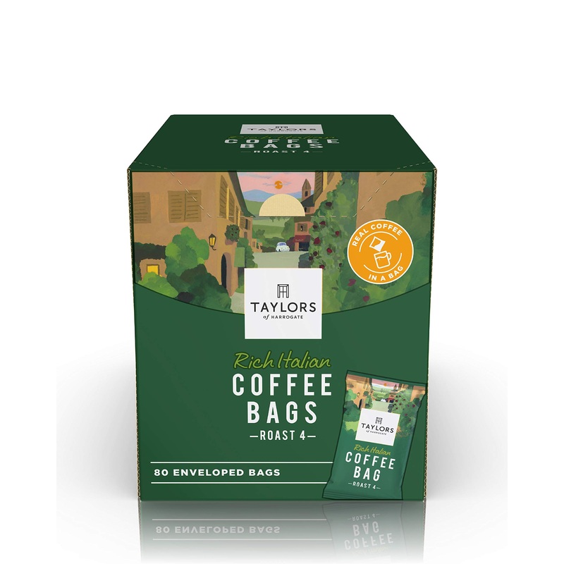 Taylors of Harrogate Rich Italian Ground Coffee Bags 80 Enveloped Bags 80 Coffee Bags Rich Italian