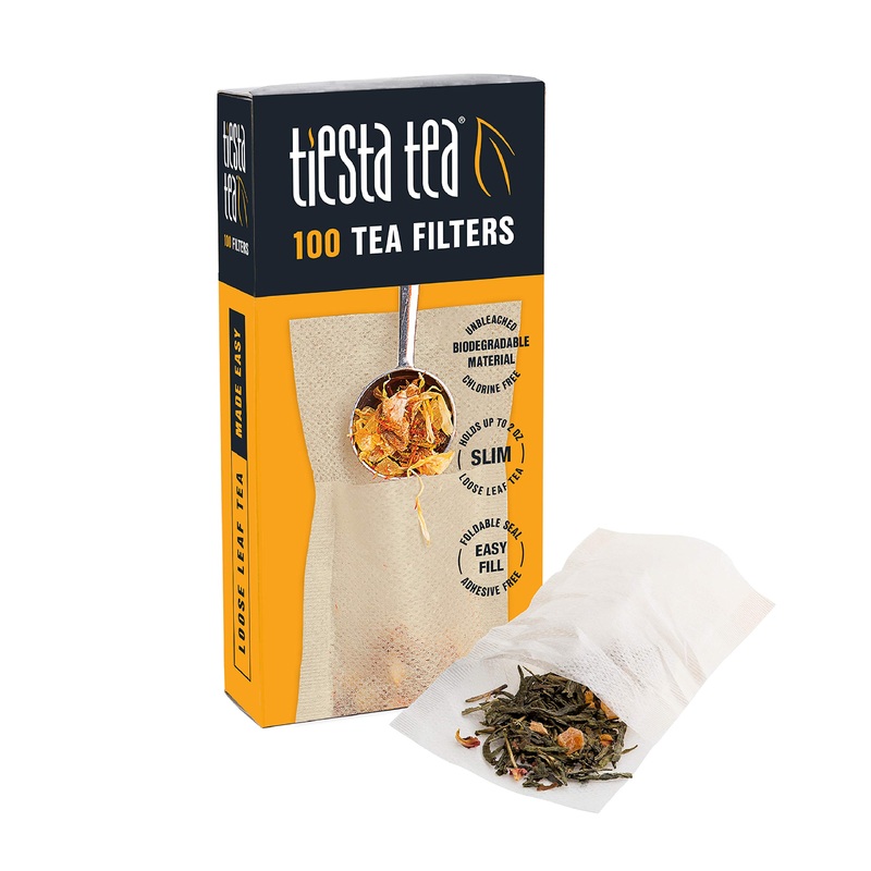Tiesta Tea – Loose Leaf Tea Filters, 100 Count, Disposable Tea Infuser, 100% Natural Unbleached Paper, Steeps Hot Tea, Iced Tea & Coffee, Eco-Friendly, Single Serve Filter for one Cup, Empty Tea Bags