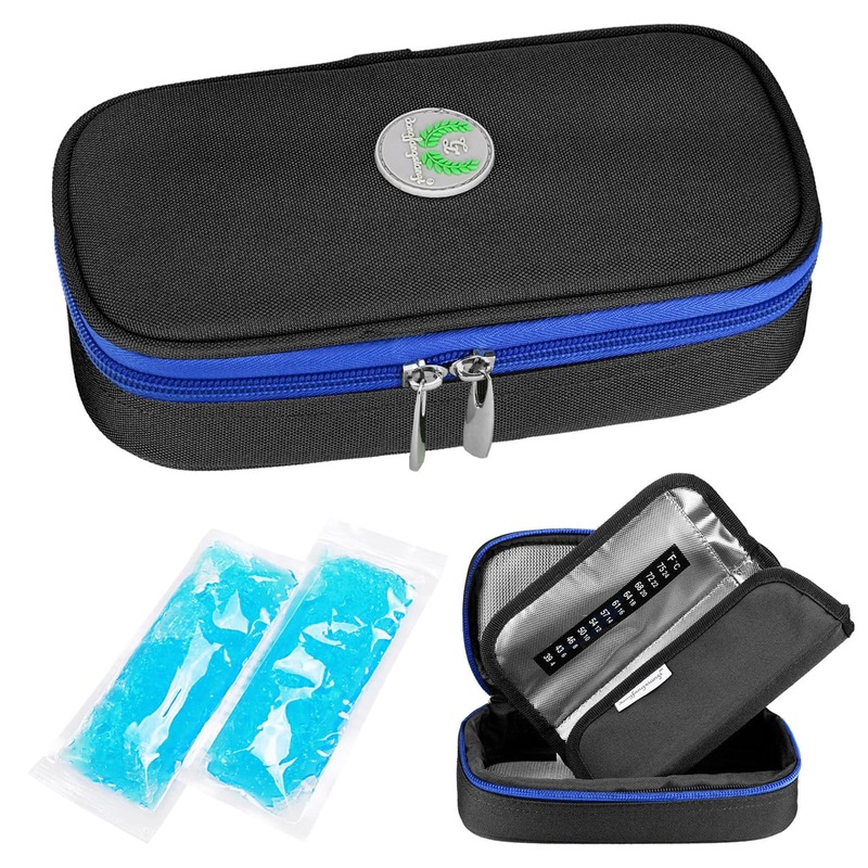 Youshares insulin cooling bag Diabetic bag – medication diabetics isolated portable cooler pocket for insulin pen and diabetes cooling bag with 2 cooling packs (black) 03 -Y1 black