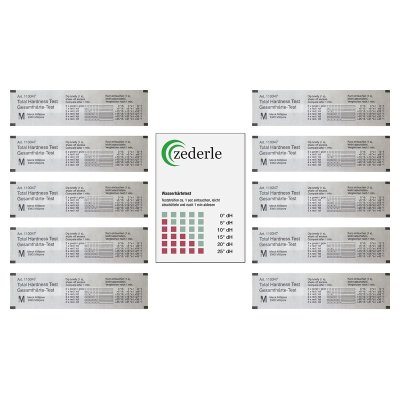 Zederle (10 pieces) Water hardness test strips test kit individually packed sealed German hardship area in DH water hardness test lime test overall hardness test – for drinking water pool pond aquarium