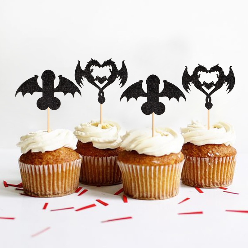 24 pieces dragon theme cupcake topper mythical stories Torte decoration picks realistic cake attachment tortendendeko boy wedding birthday event party animals theme topic party decoration care dragon-3