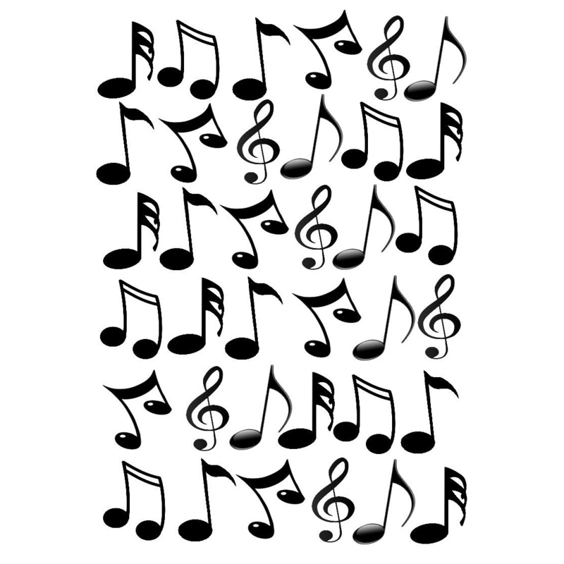 36 x cake decorations made of edible paper with music notes.