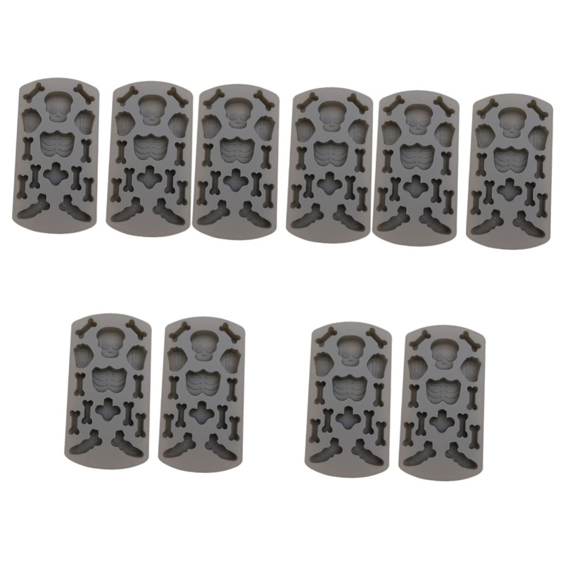 Amosfun 10 Pcs Cake Mold Maniquine Human Skeleton Mold Halloween Chocolate Fondant Cakes Molds Skull Molds Chocolate Molds Fondant Molds Aromatherapy Mold Manikin Dessert Silica Gel Candle 21X11CMx5pcs