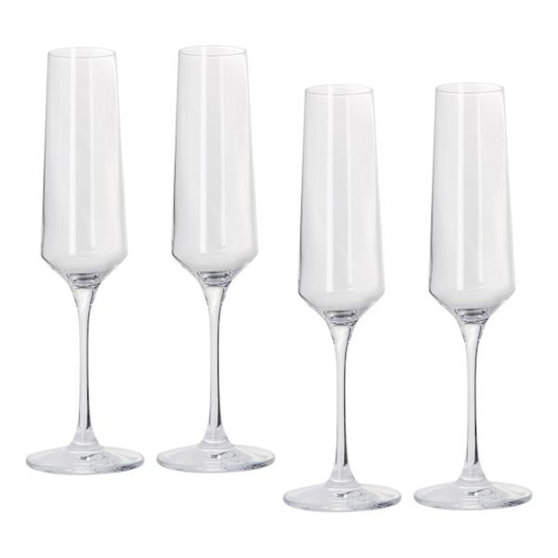 Bistro Set of 4 Glass Wine Flutes, 7.6oz