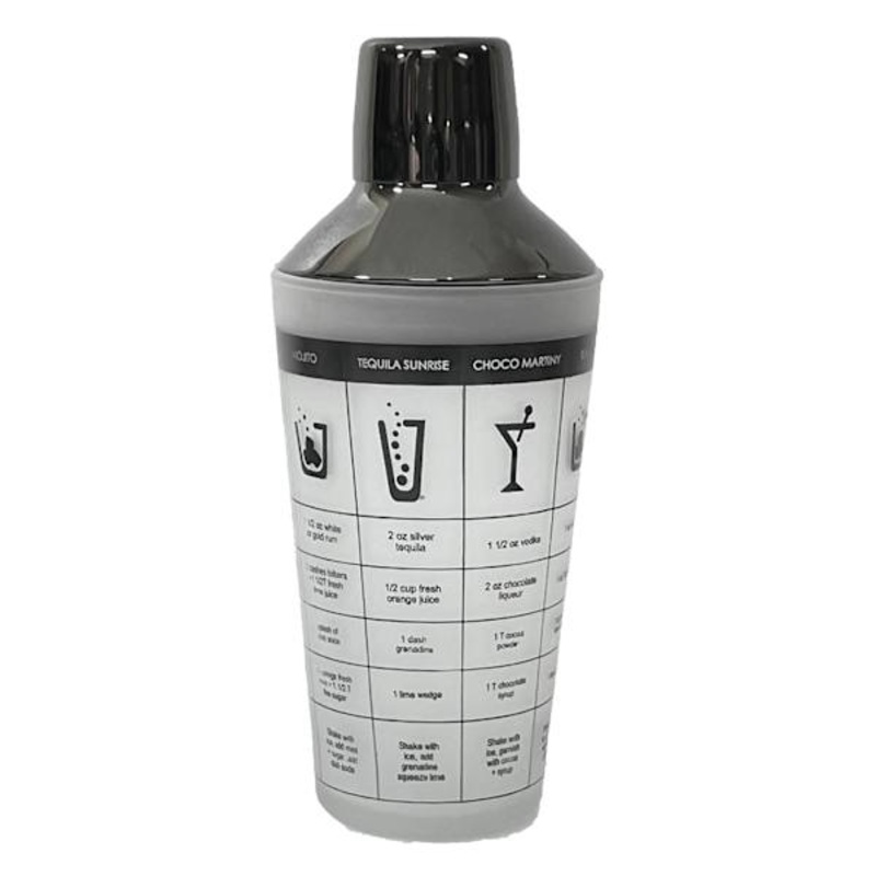 Black Recipe Glass Cocktail Shaker with Lid