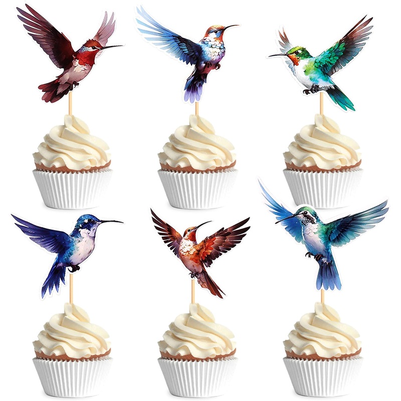 Blumomon 24 pieces birds and animals cupcake topers kolibri cupcake picks bird sampling animals cake decorations for children’s birthday party theme party decorations accessories