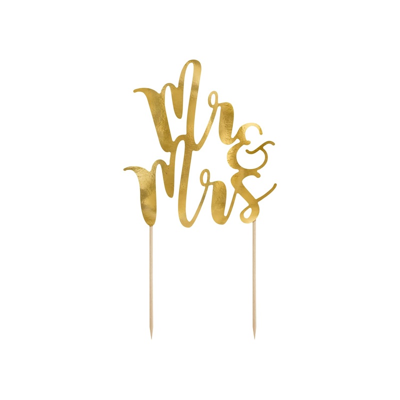 Cake Topper Mr & Mrs 25.5 cm x 1 piece cake decoration cake decoration cake topper cake figure wedding gold