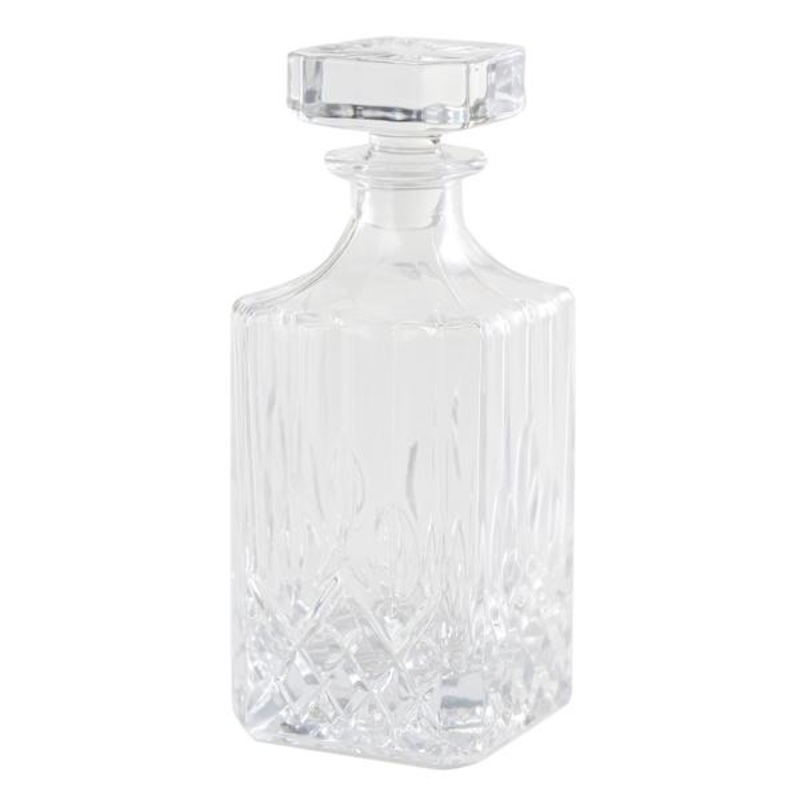 Clear Cut-Glass Square Decanter, 25.3oz