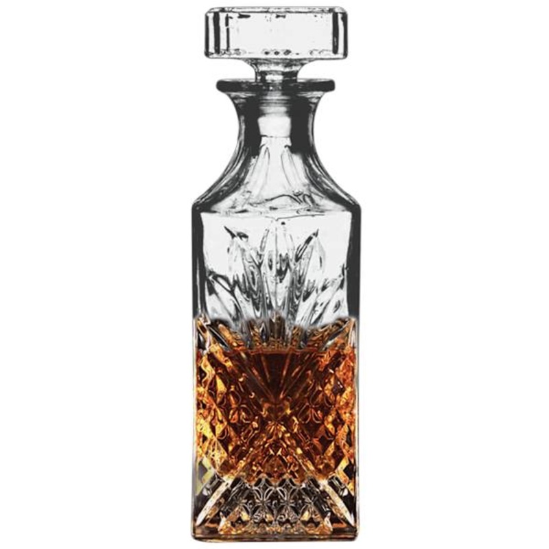 Cut Glass-Look Glass Whiskey Decanter, 28oz