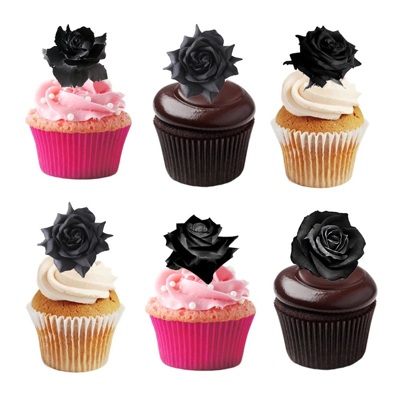 Edible Black Roses Cake Decorations 30pcs