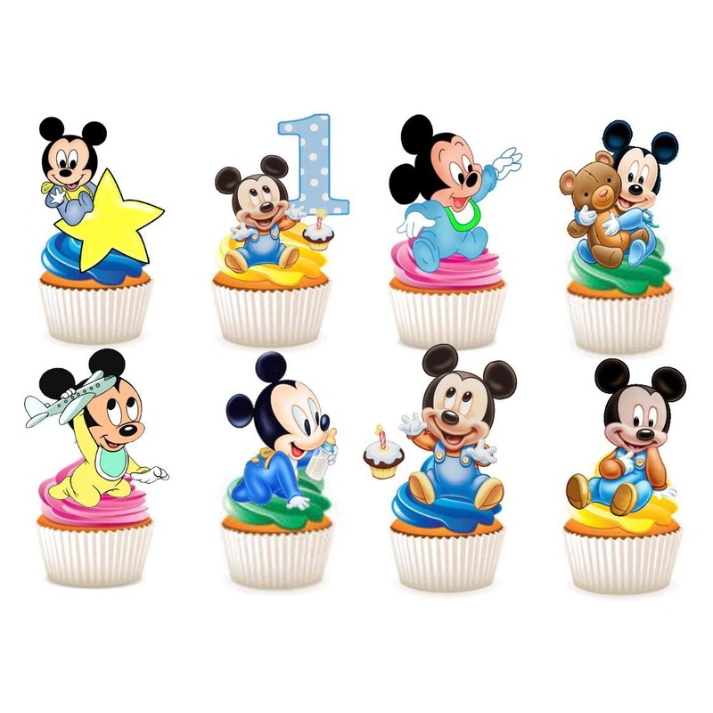 Ediblecakedecorations Mickey Mouse 1st Birthday Edible Cupcake Toppers – Pack of 30