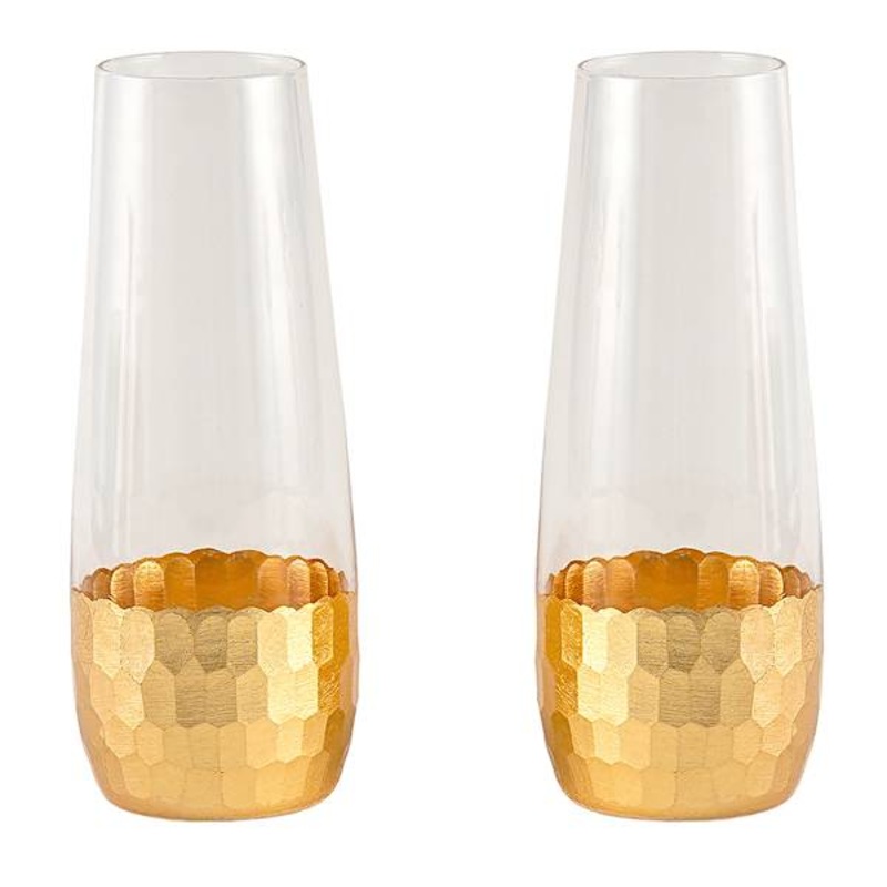 Found and Fable Set of 2 Glass Tumbler with Gold Bottom 8.1oz