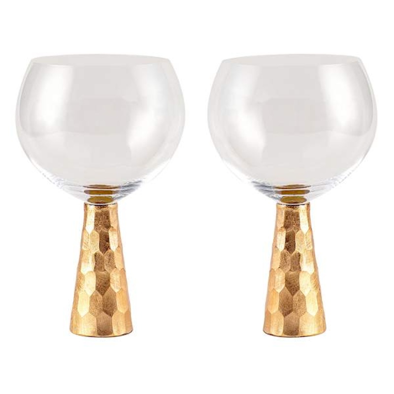 Found and Fable Set of 2 Gold Stemmed Wine Glass 8.1oz