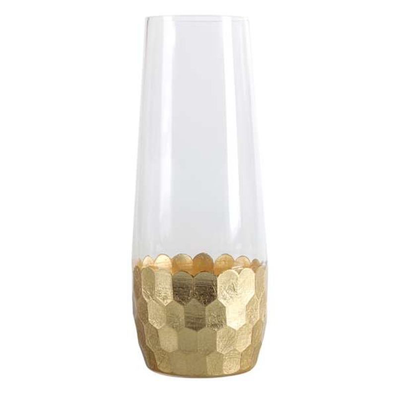 Found & Fable Glass Tumbler with Hammered Gold Base