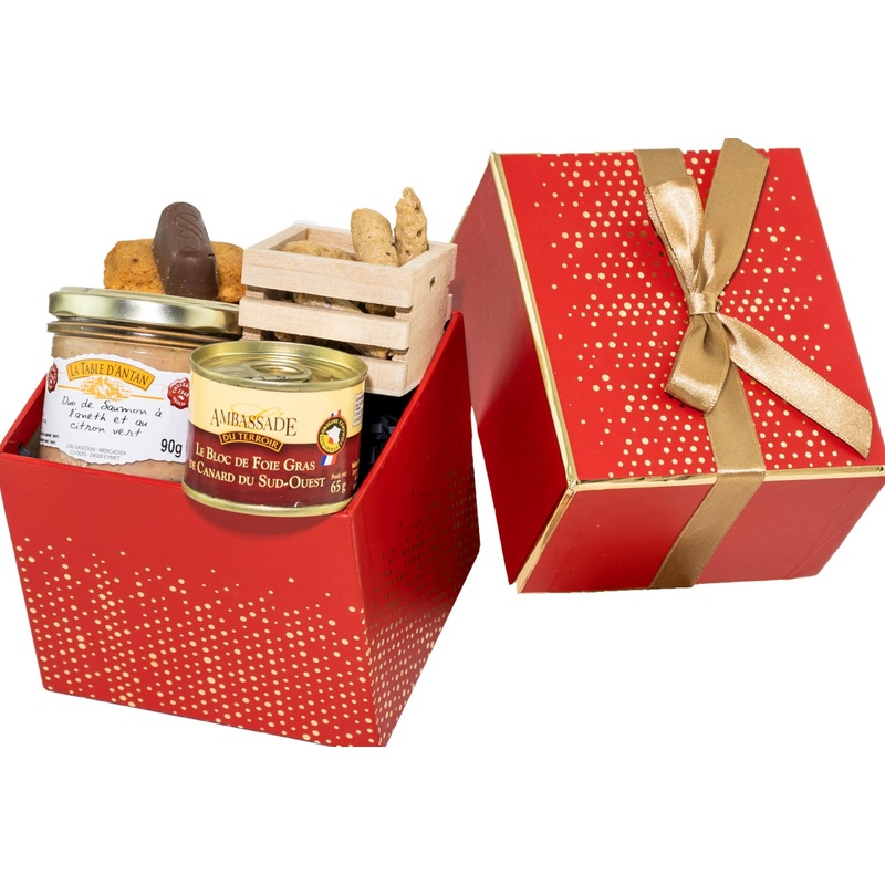 GOURMET PACKAGES – FOIE GRAS Filled Basket – Gourmet Gift Box – Gourmet Basket French Products – Ideal for Christmas Party Gif