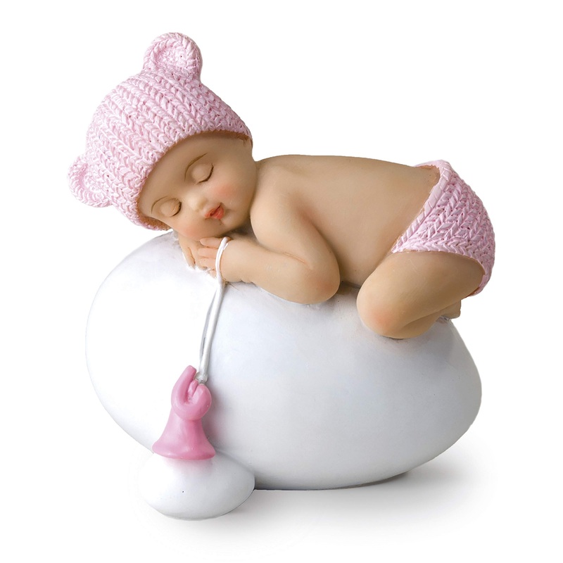Mopec Y944.2 Cake figure baby girl for baptism pink 7.5x8cm