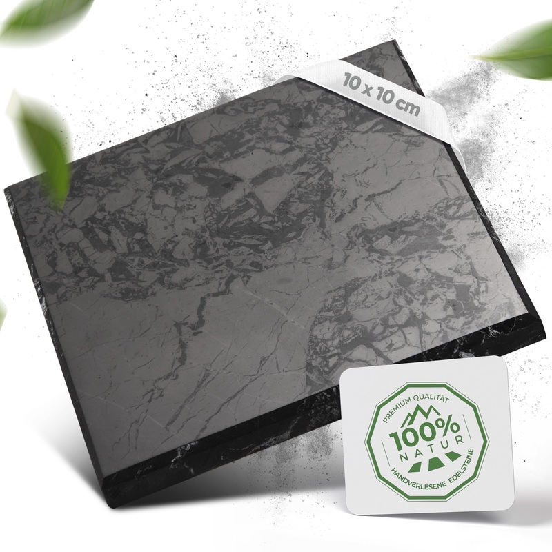 Puraja Schungit Platte |Original from Karelia |Handicrafts polished with rounded edges |With a certificate from the Zazhoginskij Mine 10×10 cm (1 -pack)