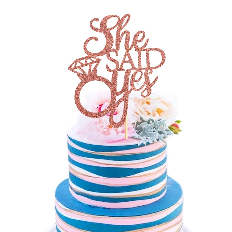 Unimall rose gold she said yes cake topper for engagement bridal shower wedding shower suggestion bachelorette party decorations deliveries multi-color-1