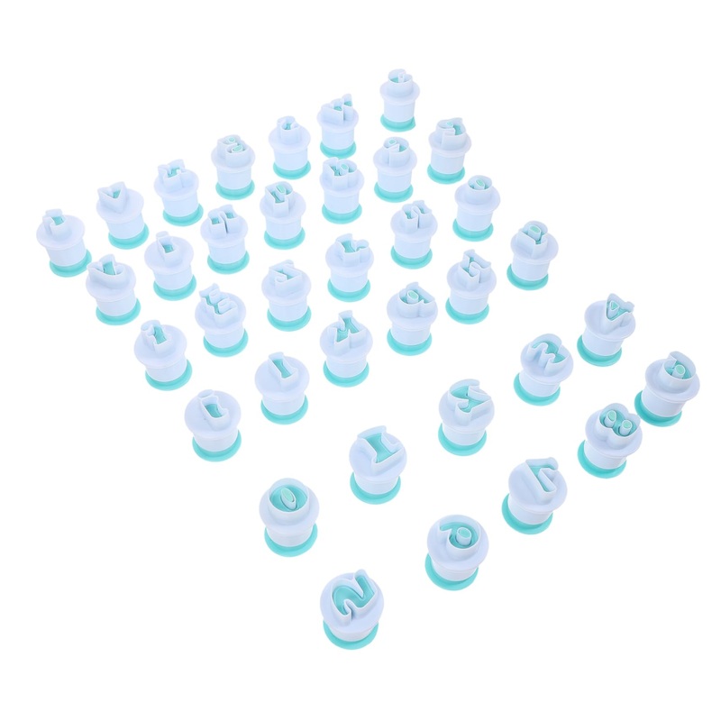 Zerodeko 36pcs Alphanumeric Fondant Letter Stamp Alphabet Stamp Mold Embossing Stamp Biscuit Mould Cake Embosser Soap Molds Silicone Candy Mold 3D Gummies Plastic Accessories Household