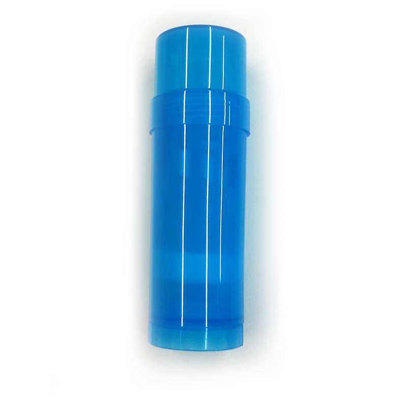 (5) Empty Clear Plastic Deodorant Containers – 2.2 Oz Cylinders (Blue)