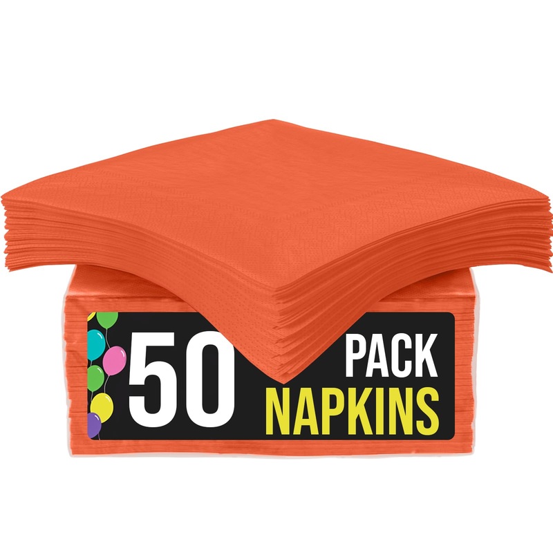 50 Orange Paper Napkins 2 Ply Cocktail Napkins Highly Absorbent Everyday Orange Disposable Paper Orange Cocktail Beverage Napkins Party Napkins Orange Bar Napkins I Bulk Napkins – Exquisite Beverage Napkins Orange