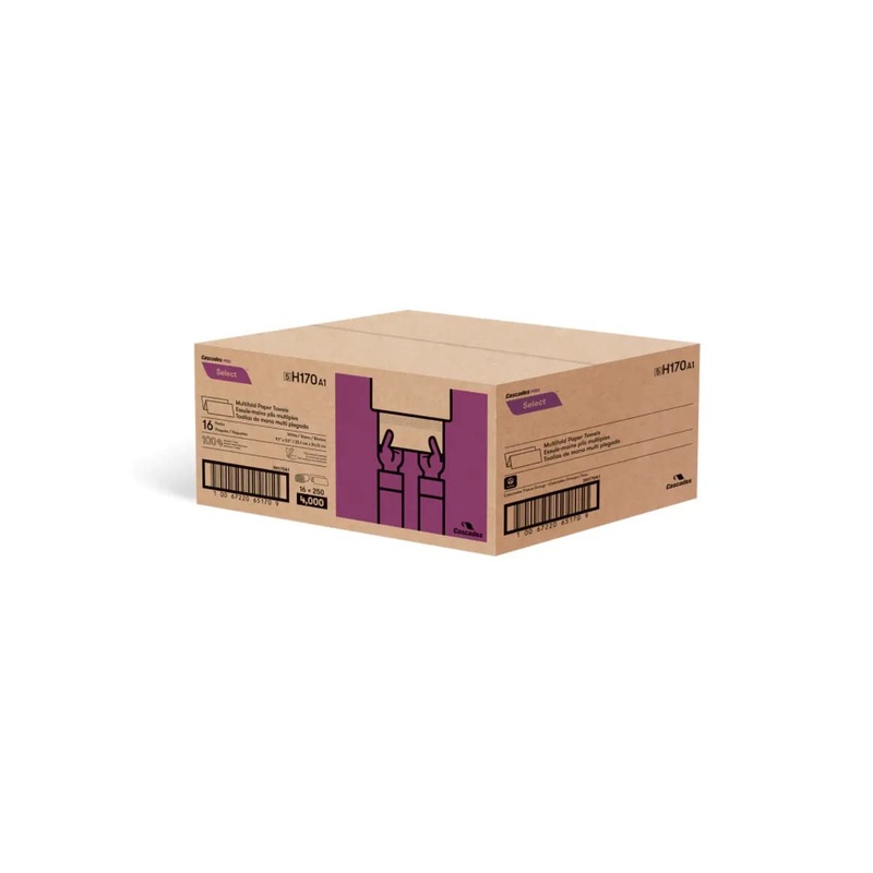 Cascades PRO Singlefold Roll Paper Towel 9″ x 9.45″ inch 250 Sheets Natural 16/Pack