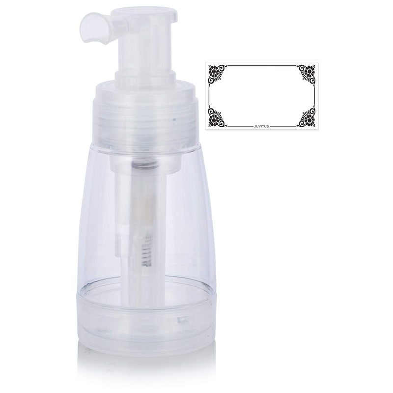 Clear Powder Spray PET Bottle with Locking Nozzle 6 oz / 180 ml + Label