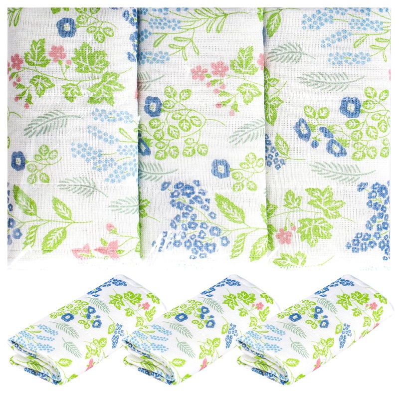 Dish Cloths Absorbent Friendly and Quick-Drying Cleaning Cloth Reusable Kitchen Rags Eco-Friendly Dish Towels Cellulose Dishcloths Flower Pattern 3 Pack(30 x 39CM)