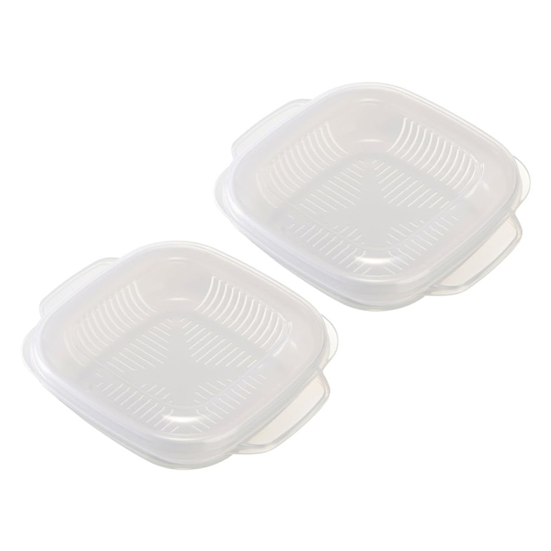 HOLIDYOYO Insulated Hot Lunch Box 2pcs Box Kitchen Rice Lunch Box Micro-Wave Oven Steamer Crisper Tray