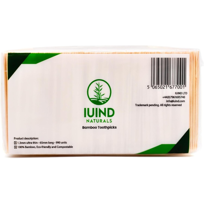 Iuind Naturals Bamboo Wooden Toothpicks & Cocktail Sticks – 990 Thin