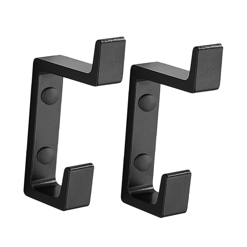 OSALADI 2pcs Up and Down Double Hook 2 Metal Clothes Home Storage Hook Towel Rack Double Fork 8.7x3cm Black