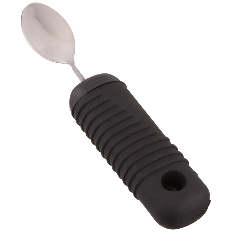 Sammons Preston 73697 Sure Grip Bendable Pediatric Spoon, Stainless Steel Spoon with Thick Rubber Handle for Kids, Comfortable & Easy to Hold Utensil to Grasp, 6”L Children’s Spoon with Good Grips