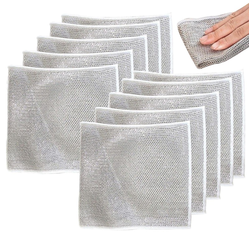 Shakven Wire Dishwashing – Double Layer Cleaning s – Non-Scratch Wipes Dish Cloths for Wet and Dry Use Dishwashing Towel for Stove Tops Counters Dishes