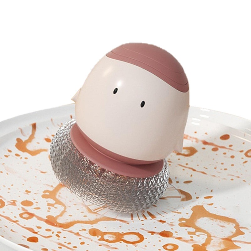 Soap Dispensing Palm Brush Soap Liquid Adding Washing Dish Scrubber Pot Brush Labor-Saving Dishwashing Humanized Brushes for Dish Cleaning Sink Kitchen Pot Haoying Red