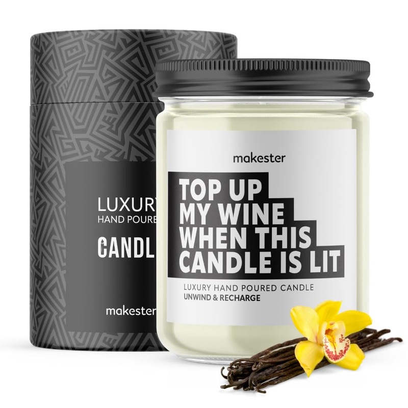 Wine Candle – 220g Soy Wax with Madagascan Vanilla Jasmine & Sugared Almond – Wine Gifts for Women for Christmas or Birthday – Funny Candles by Makester