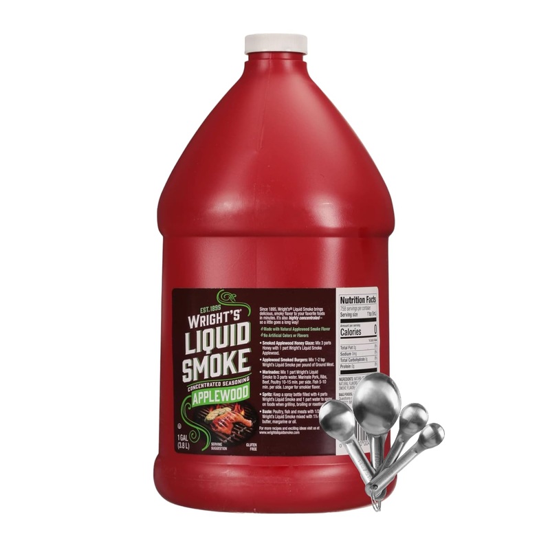 Zippy Sweets – Applewood Liquid Smoke 1 Gallon (3.8 L) – Includes 4 Piece Measuring Spoon Set – Perfect Liquid Smoke to Add an Authentic Applewood Smokehouse Flavour to your Meals!
